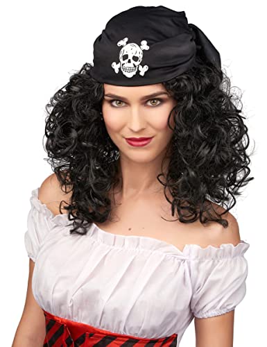 Vegaoo Piraten-Perücke braun für Damen - Schwarz Vegaoo Piraten-Perücke braun für Damen - Schwarz von Vegaoo