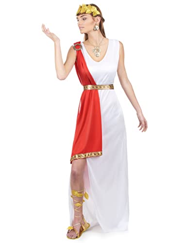 Vegaoo Römer-Göttin-Kostüm für Damen Weiss-rot-goldfarben - Grau, Weiss von Vegaoo
