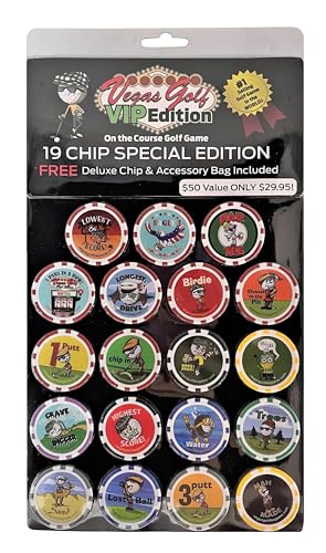 Vegas Golf Unisex-Erwachsene 19 Chip VIP Edition Golfspiel mit Deluxe Teebeutel/Chipbag Chips, Mehrfach von Vegas Golf