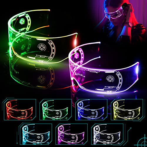 2 Stück Cyberpunk LED Brille, LED Leuchtende Brille, Schnelle Brille Rave 7-Farben 4 Modi, Leuchtbrille Leuchtende Party Brille, Visor Glasses Partybrille für Cyberpunk Cosplay Bar Club Halloween 2 Stück Cyberpunk LED Brille, LED Leuchtende Brille, Schnelle Brille Rave 7-Farben 4 Modi, Leuchtbrille Leuchtende Party Brille, Visor Glasses Partybrille für Cyberpunk Cosplay Bar Club Halloween von Vegena