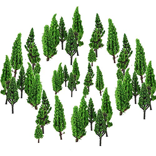 50 Stück Modell Bäume Miniatur, Stücke Modellbau Bäume H0, Zug Bäume Eisenbahn Landschaft Diorama Baum Architektur Bäume Tabletop, für DIY Landschaft, Mini Landschaftsgestaltung, Natürliche Grün von Vegena
