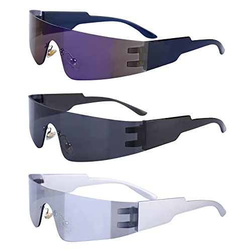 Vegena 3 Paare Futuristische Sonnenbrille, Futuristische Brille, Schnelle Brille Rave, Rahmenlos Partybrille Space Brille Schatten Sonnenbrille Herren Damen für Rollenspiele, Faschingspartys Vegena 3 Paare Futuristische Sonnenbrille, Futuristische Brille, Schnelle Brille Rave, Rahmenlos Partybrille Space Brille Schatten Sonnenbrille Herren Damen für Rollenspiele, Faschingspartys von Vegena