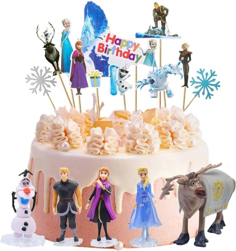 VegheE Eisprinzessin Mini Figuren Set, Frozen Kuchen Dekoration, Tortendeko Prinzessin Figur, 30 Cupcake Topper und 5 Figuren Kuchendeko für Hochzeit Geburtstag Party von VegheE