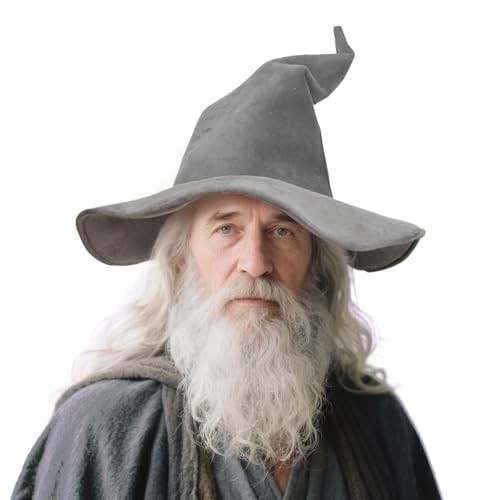 Vegove Wildleder-Zaubererhut mit biegbarem Draht, Hexenzauber für Erwachsene, Halloween-Kostüm-Zubehör, GRAU, Einheitsgröße von Vegove