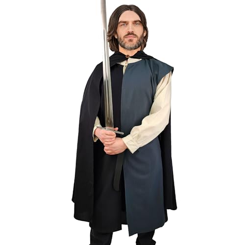 Vehi Mercatus Mittelalter Wappenrock Enzio- zweifarbig- ver. Farbvarianten-Baumwolle- LARP, Reenactment, Mittelalter, Ritter (Blau/Schwarz, L/XL) von Vehi Mercatus