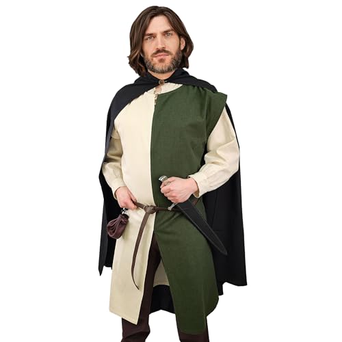 Vehi Mercatus Mittelalter Wappenrock Enzio- zweifarbig- ver. Farbvarianten-Baumwolle- LARP, Reenactment, Mittelalter, Ritter (Grün/Natur, XXL/3XL) von Vehi Mercatus
