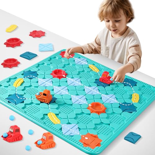 Logischer Straßenbauer für Kinder,Puzzle Labyrinth Brettspiele,Kinderspielzeug Brettspiele,Logikspiel Montessori Kinderspielzeug,Logischer Straßenbauer großes Brett,Geschenke für Jahre Jungen Mädchen von Vehoukli