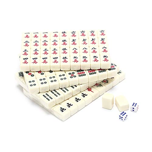 VejiA 2,2 x 1,5 x 1,1 cm Mah-Jong-Set, tragbares Mahjong-Reiseset, Mahjong-Fliesen-Set mit Bambusbox für Familienfeier, Geschenk, Tischspiel von VejiA