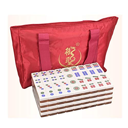 VejiA Mahjong-Set, chinesische Mahjong-Melaminfliesen, große Fliesen, mit Tragetasche, komplettes Mahjong-Spielset von VejiA