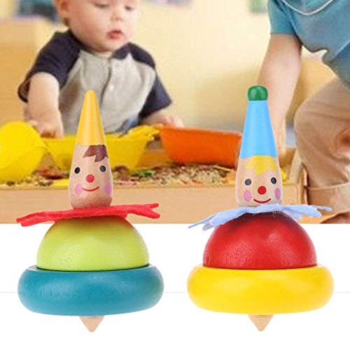 Vektenxi 2 Stücke Holz Farbige Clown Gyro Kreisel Pädagogisches Kinder Spielzeug Hohe Qualität von Vektenxi