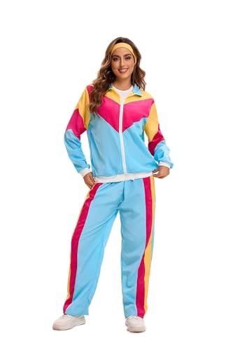 Velcoxplay 80er Jahre Kostüm Damen Trainingsanzug Disco, 80er 90er Retro Anzug Jacke Hose Anzug Style Jogginganzug für Karneval Faschingskostüm XL Velcoxplay 80er Jahre Kostüm Damen Trainingsanzug Disco, 80er 90er Retro Anzug Jacke Hose Anzug Style Jogginganzug für Karneval Faschingskostüm XL von Velcoxplay