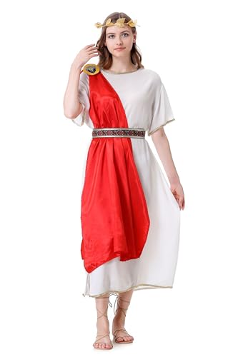 Velcoxplay Damen Römische Griechische Götte Kostüme，Mittelalter Kleidung Römer Kostüm Halloween Faschingskostüm XL von Velcoxplay
