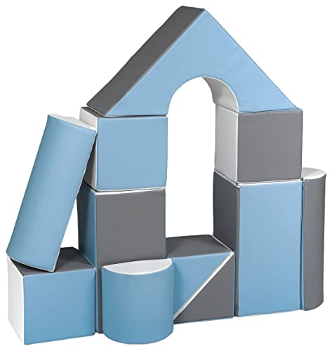 11 Grossbausteine Schaumstoffbausteine Bauklötze Riesenbausteine Schloss-Set (Farbe: weiß, hellblau, grau) von Velinda