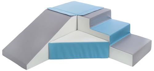 4 Großbausteine Schaumstoffbausteine Softbausteine Rutsche-Set Bausteine EPS+PE (Farbe: weiß, hellblau, grau) von Velinda