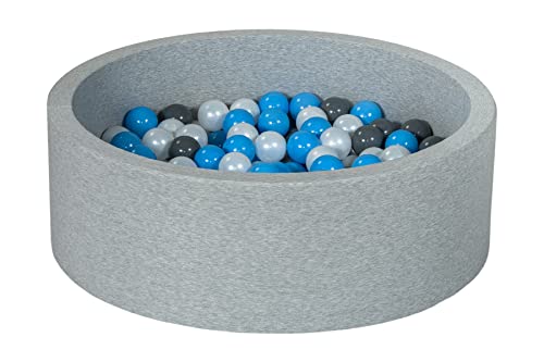 Bällebad Ballpool Kugelbad Bällchenbad Bällchenpool Kinder Pool mit 200 Bällen (Farbe der Bälle: perlweiß, grau, hellblau) von Velinda