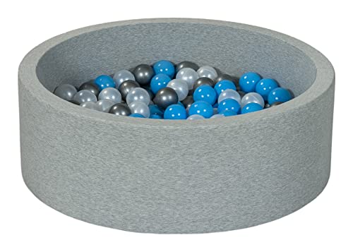 Bällebad Ballpool Kugelbad Bällchenbad Bällchenpool Kinder Pool mit 200 Bällen (Farbe der Bälle: perlweiß, silberfarben, hellblau) von Velinda