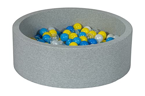 Bällebad Ballpool Kugelbad Bällchenbad Bällchenpool Kinder Pool mit 200 Bällen (Farbe der Bälle: perlweiß, transparent, gelb, blau, hellblau) von Velinda