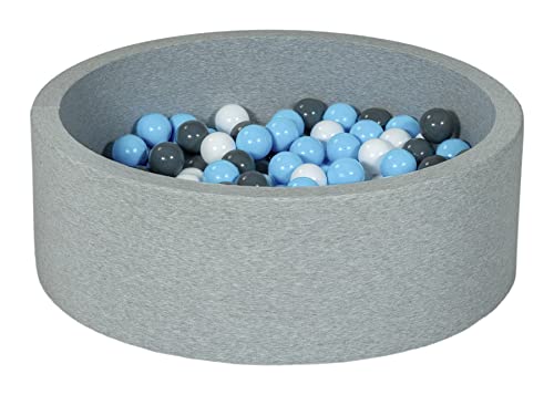 Bällebad Ballpool Kugelbad Bällchenbad Bällchenpool Kinder Pool mit 200 Bällen (Farbe der Bälle: weiß, hellblau, grau) von Velinda