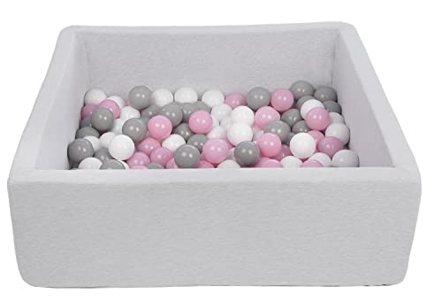 Velinda Bällebad Ballpool Kugelbad Bällchenbad Kinder-Pool mit 150 Bällen/90x90cm (Farbe der Bälle: weiß,rosa,grau) von Velinda