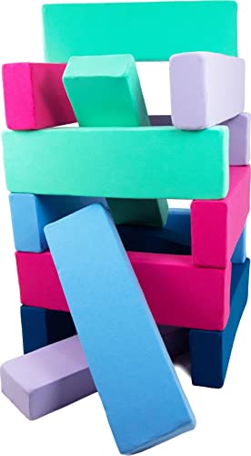 Baustein-Set 15 Schaumstoffbausteine XXL-Softplay-Softsteine Krippensoftbaustein (Farbe: grün, dunkelblau, hellblau, pink, erikafarben) von Velinda