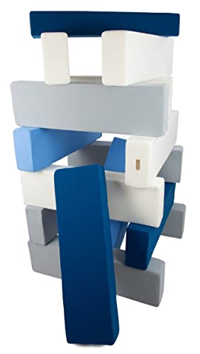 Baustein-Set 15 Schaumstoffbausteine XXL-Softplay-Softsteine Krippensoftbaustein (Farbe: weiß, dunkelblau, hellblau, grau) von Velinda