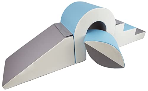 Brücke-Set 4 Großbausteine Schaumstoffbausteine XXL-Softplay-Spielbausteine (Farbe: weiß, hellblau, grau) von Velinda