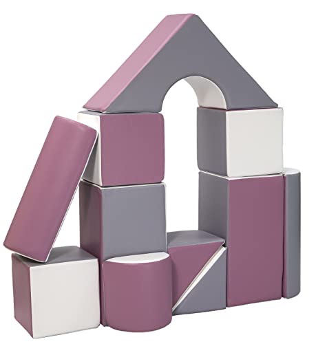 Velinda 11 Grossbausteine Schaumstoffbausteine Bauklötze Riesenbausteine Schloss-Set (Farbe: weiß, grau, violett) von Velinda