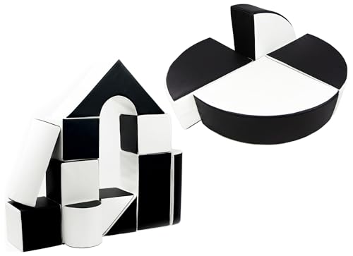 Velinda 15 Großbausteine Softbausteine Schaumstoffbausteine Bauklötze Schloss+Rad-Set (Farbe: schwarz - weiß) von Velinda
