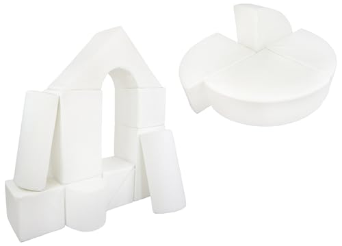 Velinda 15 Großbausteine Softbausteine Schaumstoffbausteine Bauklötze Schloss+Rad-Set (Farbe: weiß) von Velinda