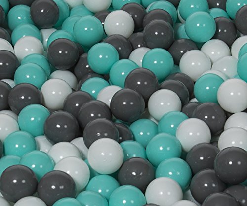Velinda 150 Bälle,Bällebad/Bällezelt/Kinderpool Plastikbälle Spielbälle Kinderbälle O7cm (Farbe der Bälle: weiß, grau, türkis) von Velinda
