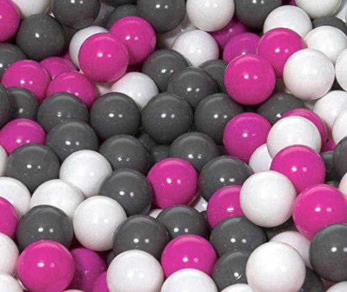 Velinda 150 Bälle,Bällebad/Bällezelt/Kinderpool Plastikbälle Spielbälle Kinderbälle O7cm (Farbe der Bälle: weiß, pink, grau) von Velinda