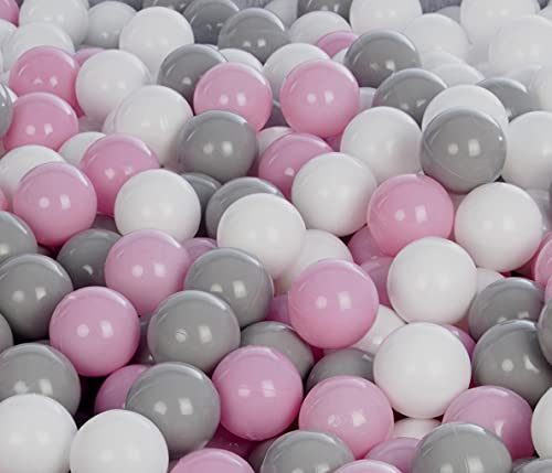 Velinda 150 Bälle,Bällebad/Bällezelt/Kinderpool Plastikbälle Spielbälle Kinderbälle O7cm (Farbe der Bälle: weiß,rosa,grau) von Velinda