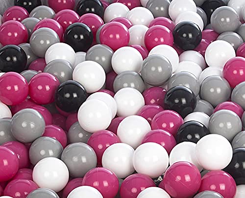 Velinda 150 Bälle,Bällebad/Bällezelt/Kinderpool Plastikbälle Spielbälle Kinderbälle O7cm (Farbe der Bälle: schwarz,weiß, pink,grau) von Velinda