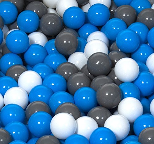 Velinda 150 Bälle,Bällebad/Bällezelt/Kinderpool Plastikbälle Spielbälle Kinderbälle O7cm (Farbe der Bälle: weiß, blau, grau) von Velinda