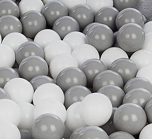 Velinda 150 Bälle,Bällebad/Bällezelt/Kinderpool Plastikbälle Spielbälle Kinderbälle O7cm (Farbe der Bälle: weiß,grau) von Velinda