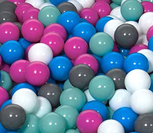 Velinda 300 Bälle für Bällebad/Bällezelt/Kinderpool Spielbälle Kinderbälle O7cm (Farbe der Bälle: weiß, blau, pink, grau, türkis) von Velinda