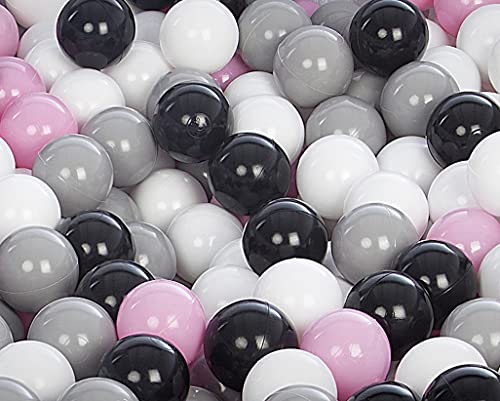 Velinda 300 Bälle für Bällebad/Bällezelt/Kinderpool Spielbälle Kinderbälle O7cm (Farbe der Bälle: schwarz,weiß, rosa,grau) von Velinda