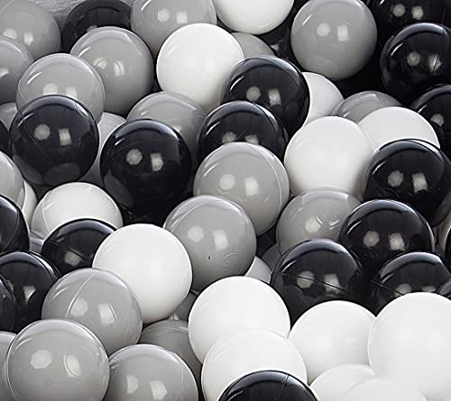 Velinda 300 Bälle für Bällebad/Bällezelt/Kinderpool Spielbälle Kinderbälle O7cm (Farbe der Bälle: schwarz,weiß,grau) von Velinda