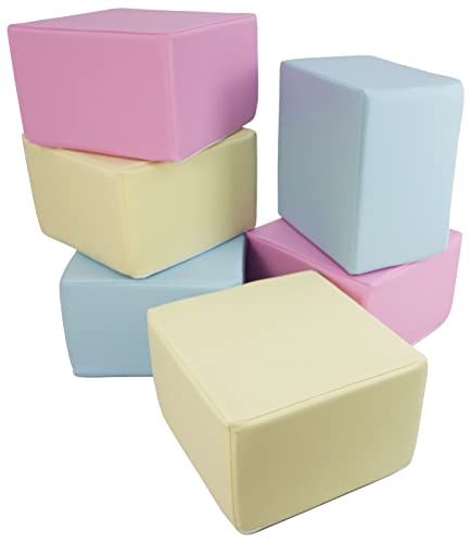Velinda 6 Großbausteine Softbausteine Schaumstoffbausteine Spielbausteine Quader-Set (Farbe: pink, blau, gelb (Pastell)) von Velinda