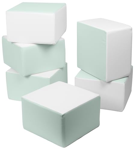 Velinda 6 Großbausteine Softbausteine Schaumstoffbausteine Spielbausteine Quader-Set (Farbe: weiß, Mint) von Velinda