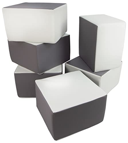 Velinda 6 Großbausteine Softbausteine Schaumstoffbausteine Spielbausteine Quader-Set (Farbe: weiß, grau) von Velinda