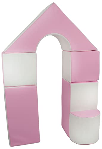 Velinda 6-TLG. Mini-Schloss-Set Groß-Softbausteine Schaumstoffbausteine Riesenbausteine (Farbe: weiß, pink (Pastell)) von Velinda