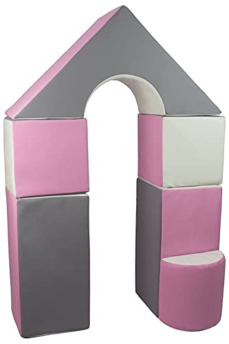 Velinda 6-TLG. Mini-Schloss-Set Groß-Softbausteine Schaumstoffbausteine Riesenbausteine (Farbe: weiß,rosa,grau) von Velinda