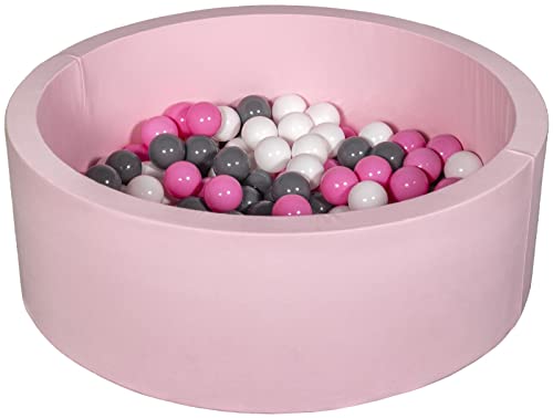 Velinda Bällebad Ballpool Kugelbad Bällchenbad Bällchenpool Kinder-Pool+150 Bällen rosa (Farbe der Bälle: weiß,rosa,grau) von Velinda