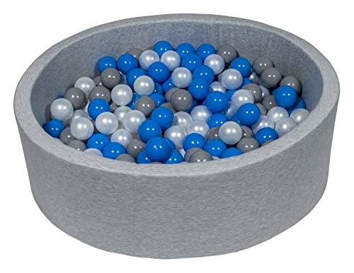 Velinda Bällebad Ballpool Kugelbad Bällchenbad Bällchenpool Kinder Pool mit 200 Bällen (Farbe der Bälle: perlweiß, blau, grau) von Velinda