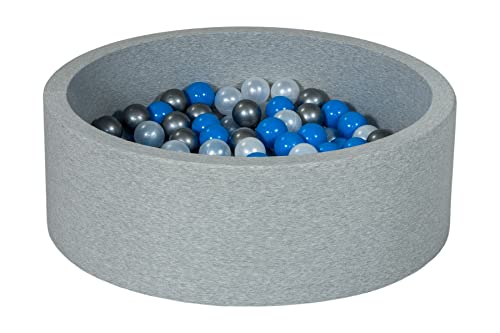 Velinda Bällebad Ballpool Kugelbad Bällchenbad Bällchenpool Kinder Pool mit 200 Bällen (Farbe der Bälle: perlweiß, blau, silberfarben) von Velinda