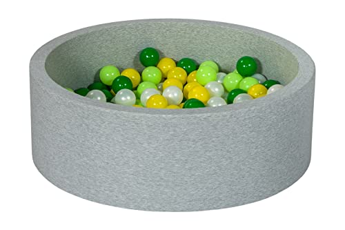 Velinda Bällebad Ballpool Kugelbad Bällchenbad Bällchenpool Kinder Pool mit 200 Bällen (Farbe der Bälle: perlweiß, gelb, grün, hellgrün) von Velinda