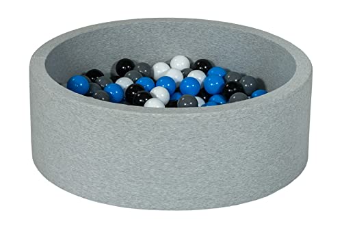 Velinda Bällebad Ballpool Kugelbad Bällchenbad Bällchenpool Kinder Pool mit 200 Bällen (Farbe der Bälle: schwarz, weiß, blau, grau) von Velinda