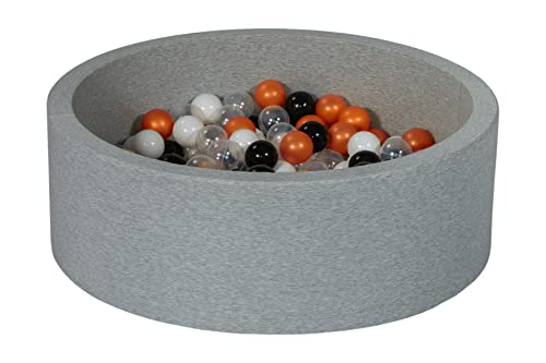 Velinda Bällebad Ballpool Kugelbad Bällchenbad Bällchenpool Kinder Pool mit 200 Bällen (Farbe der Bälle: schwarz, weiß, transparent, orange1) von Velinda