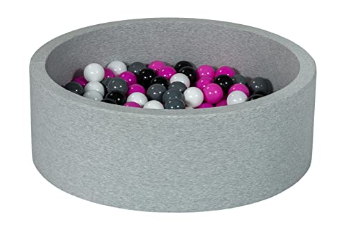 Velinda Bällebad Ballpool Kugelbad Bällchenbad Bällchenpool Kinder Pool mit 200 Bällen (Farbe der Bälle: schwarz,weiß, pink,grau) von Velinda